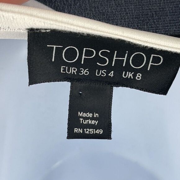 2/$30 TOPSHOP Striped Tie Sleeve V-Neck Wrap Blouse Top Shirt Bell Sleeve Black - Picture 7 of 9